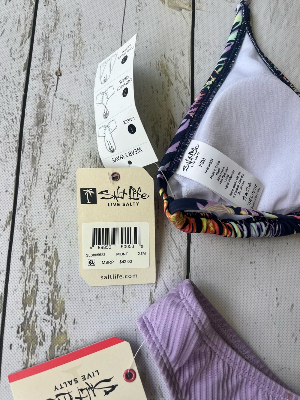 Salt Life NEW Bikini Top & Lavender Ribbed Bottom X SMALL - Picture 7 of 9